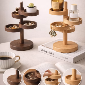 實木可旋轉置物架
